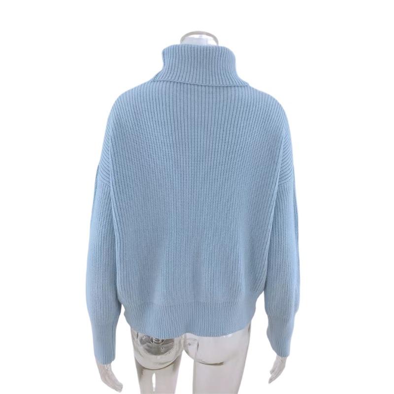 IHUASU Женский осенне-зимний свободный свитер с высоким воротом, однотонный свитер большого размера