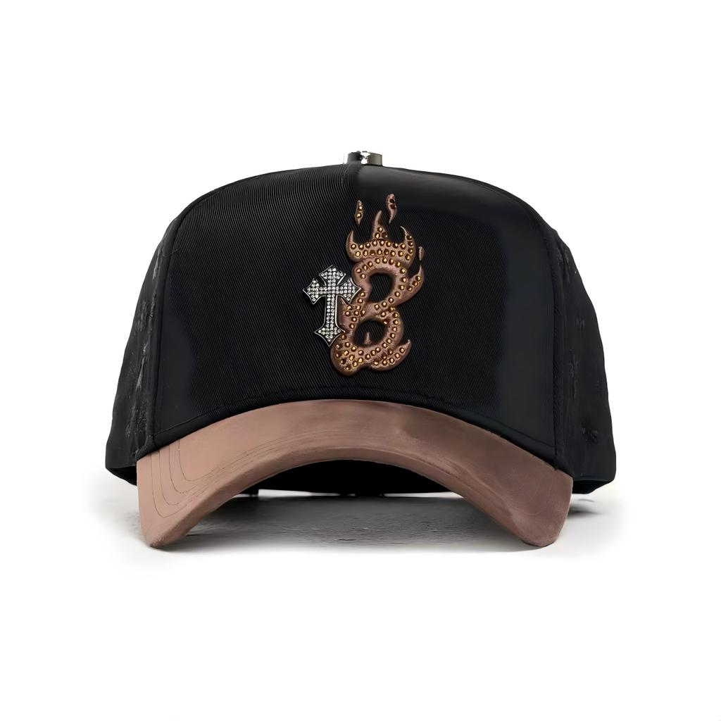 High Quality 5-Panel Curved Brim Baseball Cap with Rhinestone Embellishments Terry Fabric Dobby Style-Sporty Unisex Adult Hat