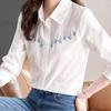White Shirt Women's Long-sleeved Spring Clothes New Embroidered Top Pure Cotton Embroidered Women's Casual Shirt