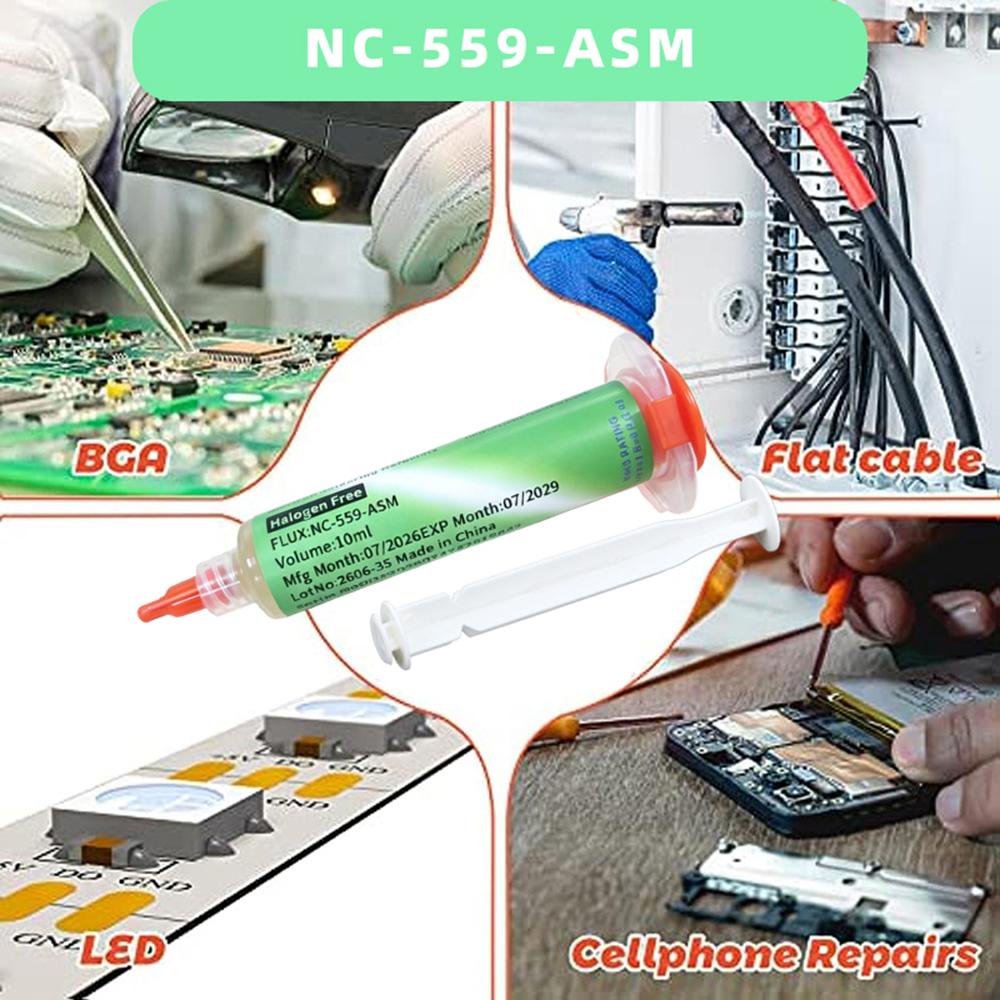 NC-559-ASM BGA PCB Безвымывная припойная паста Паяльная ремонтная паста с флюсом-смазкой 10 куб. см Расход воздуха 3