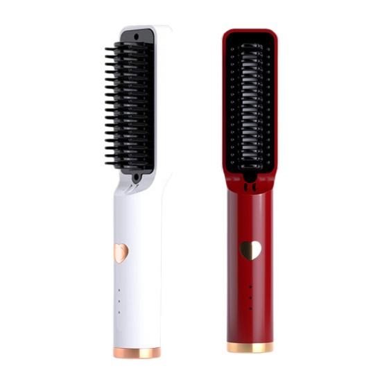 Hair Straightener Brush 3 Temperatures Fast Heating Anti-Frizz Wireless Portable Women Fluffy Hair Straightening Styling Detangling Comb