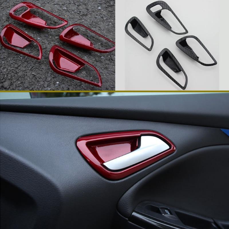 Three Styles of ABS Car Inner Door Handle Cover Door Bowl Protective Trim Sticker for Ford New Focus 3 4 2015 - 2018 Accessories