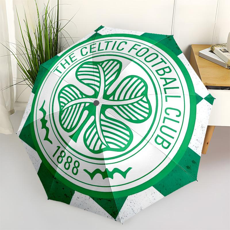 Celtic Football Club, Emblem Automatic Opening and Closing, 8 rib Structure Portable Umbrella, Suitable for Men and Women in All Seasons Pe