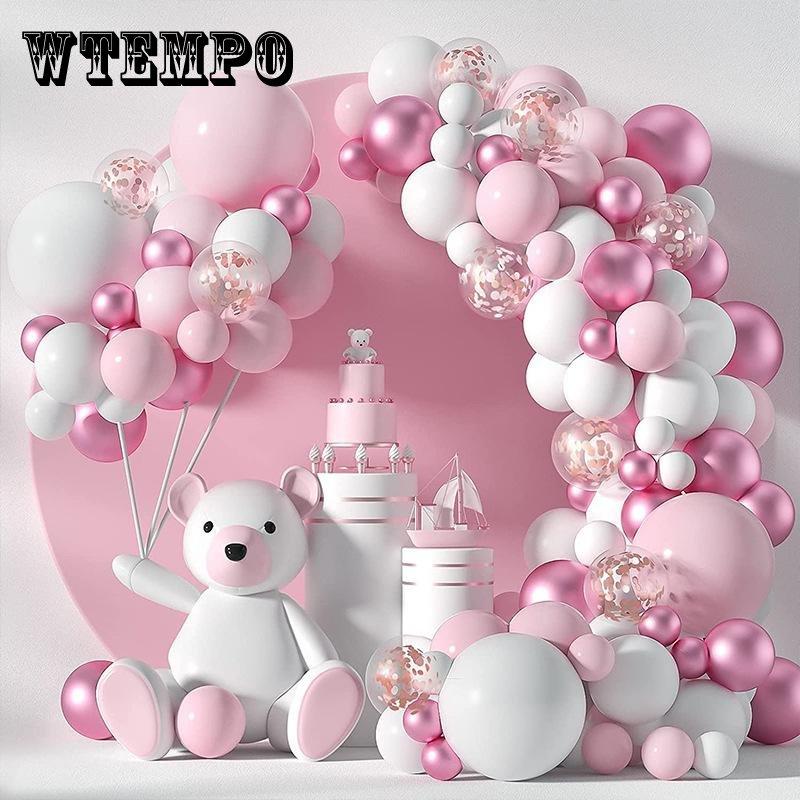 104 шт. воздушные шары-арки, гирлянда, розовое золото, Chorme, металлические шары, розовые шары, украшения для вечеринки в честь Дня Рождения, свадьба, детский душ