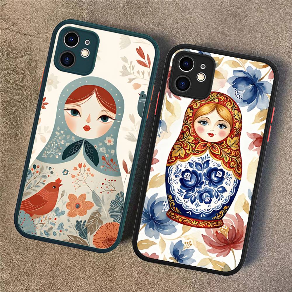 Классический чехол-матрешка для телефона iPhone 16 15 14 11 12 13 Pro Max Plus 12 XS Max, задняя крышка, матовый чехол