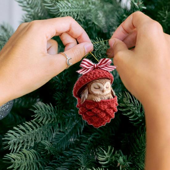 Лесные животные Желуди Украшения Акриловые Уютный лес Рождественские украшения 2D Акриловый Вязаный Сосновая шишка Животное Подвесное украшение для дома Вечеринки