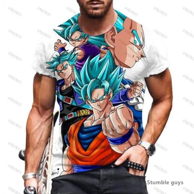 2026 Мужская быстросохнущая футболка с аниме Dragon Ball, унисекс, Гоку, Какарот, Веджета, Супер Сайян, оверсайз, с коротким рукавом