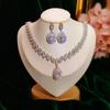 Комплекты ювелирных украшений для женщин S925 Water Vintage Drop Cubic Zirconia Created Gemstone Ожерелья Серьги-подвески Свадебная бижутерия