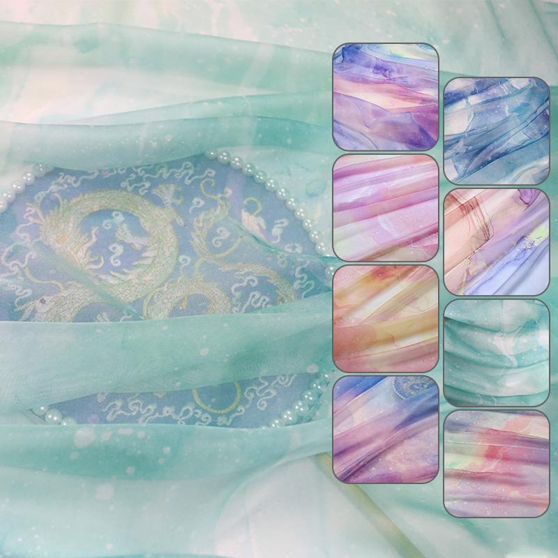 1/3/5M градиентная цветная шифоновая ткань 30D шифоновая ткань DIY радужная звездная прозрачная танцевальная одежда материал костюм платье ремесло