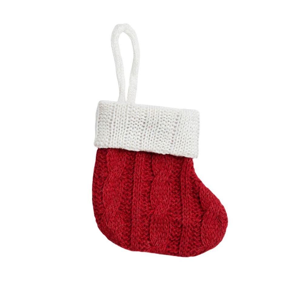 3pcs Mini Candy Gift Bag Red Green Cutlery Cover Crafts Christmas Knitted Socks Gift