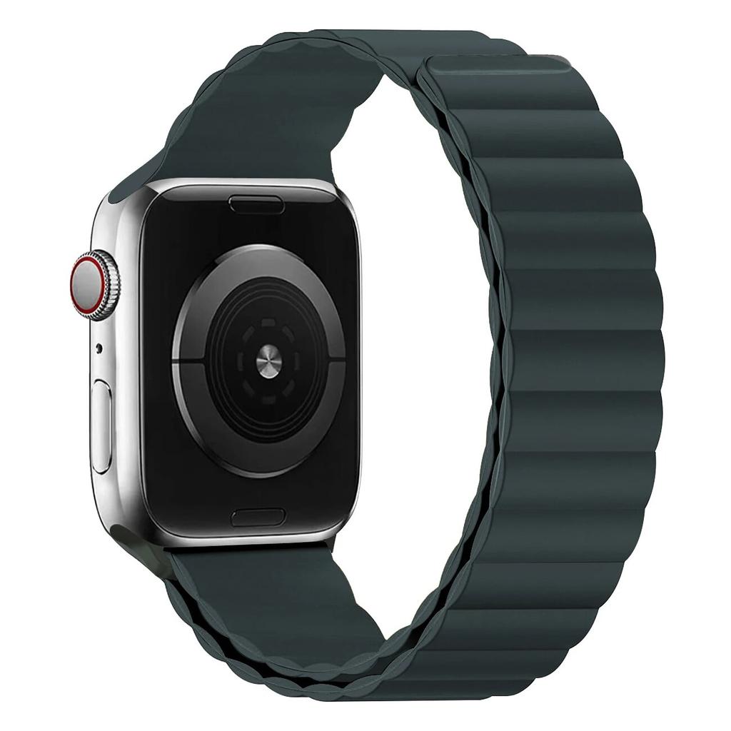 Ремешок для Apple Watch Band 44 мм, 40 мм, 45 мм, 41 мм, 42 мм, 38 мм, силиконовый браслет с магнитной петлей iWatch Series 8 7 Ultra 3 5 6 SE