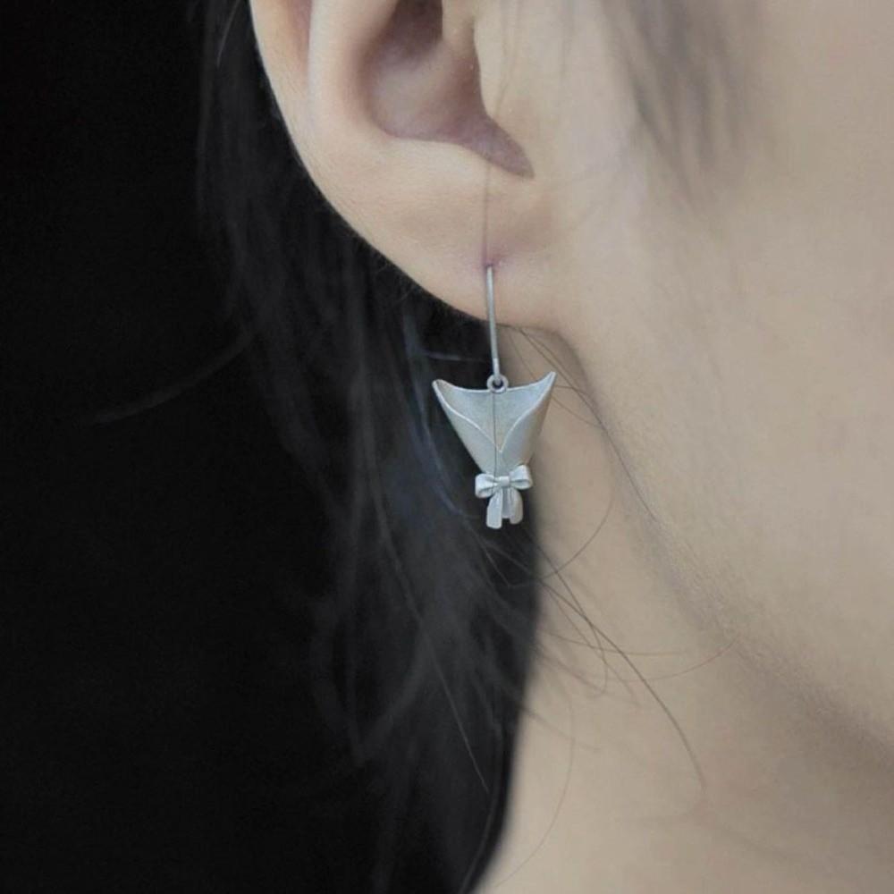 Креативные серьги-подвески в виде вазы Простые серьги-бантики Легкие серьги с вставляющимися цветами Свадебные