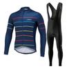 Long Sleeve Cycling Jersey Bib Pants Set Men Women Striped Breathable Wear