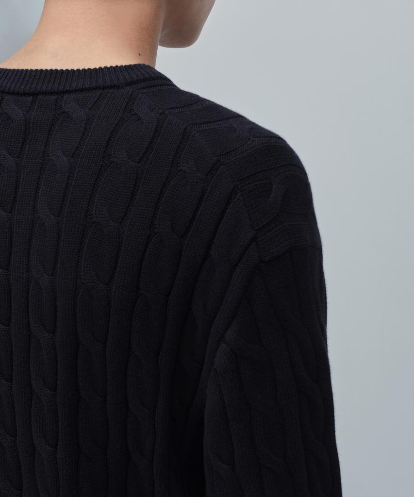 MUSINSA STANDARD Cotton Cable Crew Neck Knit [Black]