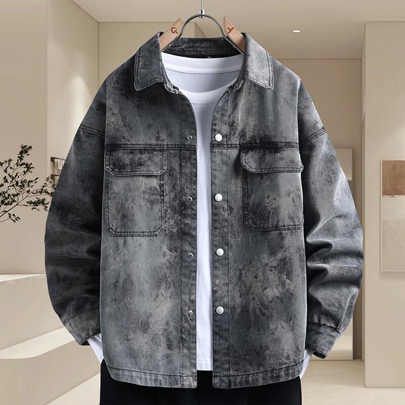 Весенняя Новая Модная Джинсовая Куртка для Мужчин Красивая Стирка Лацкан Повседневный Топ Чехол Сумка Камуфляжная Рабочая Куртка