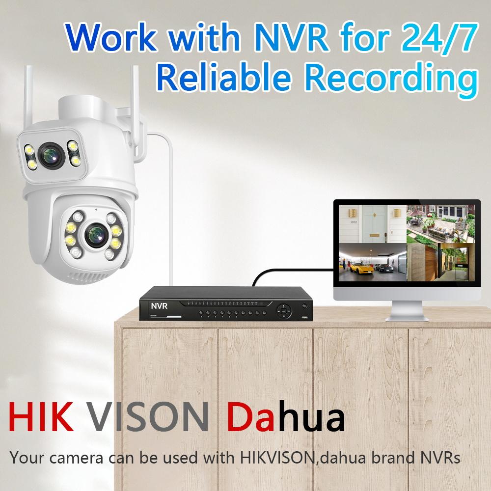 New EU 8MP 4K WIFI IP Camera PTZ Dual Lens with Dual Screen Ai Human Detect Night Vision Outdoor Wifi Surveillance Camera ICsee CCTV Video