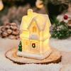 White LED Light Snow House Resin Xmas House Ornament  New Year Decoration