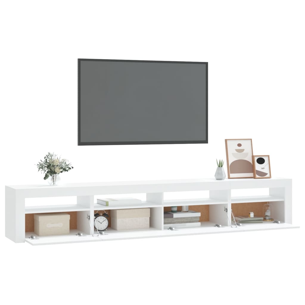 Vidaxl Szafka Pod Tv Z Oświetleniem Led, Biała, 240X35X40 Cm