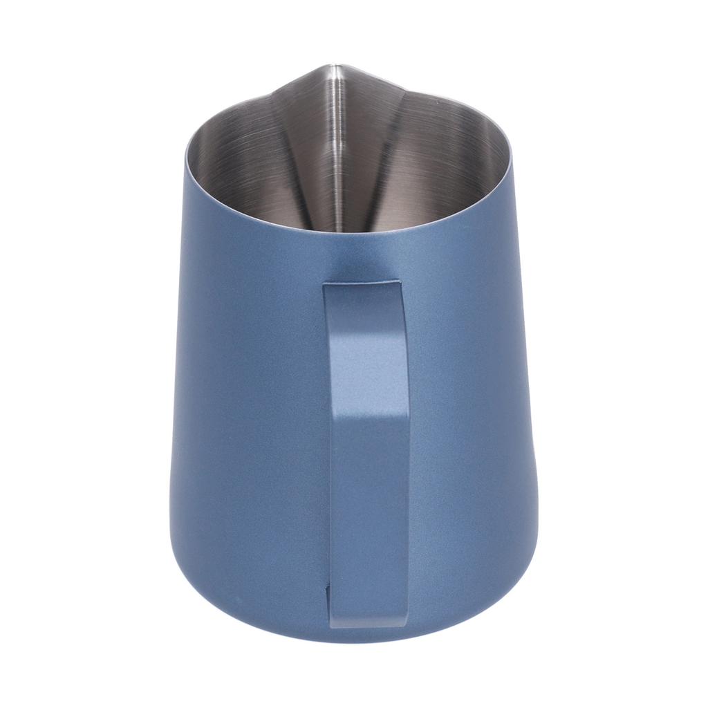 Latte Cup Pointed Spout 304 Stainless Steel Durable Milk Frothing Pitcher with Angled HandleBlue 600ml(without Label)