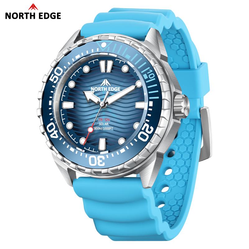 NORTH EDGE 2026 NEW ABYSS Солнечная Зарядка Дайверские Кварцевые Роскошные Часы Водонепроницаемые 200М Дайвинг Спорт Часы 316L Сталь 180+ Дней Автономной Работы