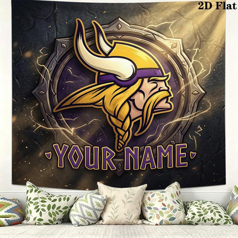 Custom Name Minnesota VikingsPrinted Tapestry – Wall Hanging for Bedrooms, Dorms, and Home Decor