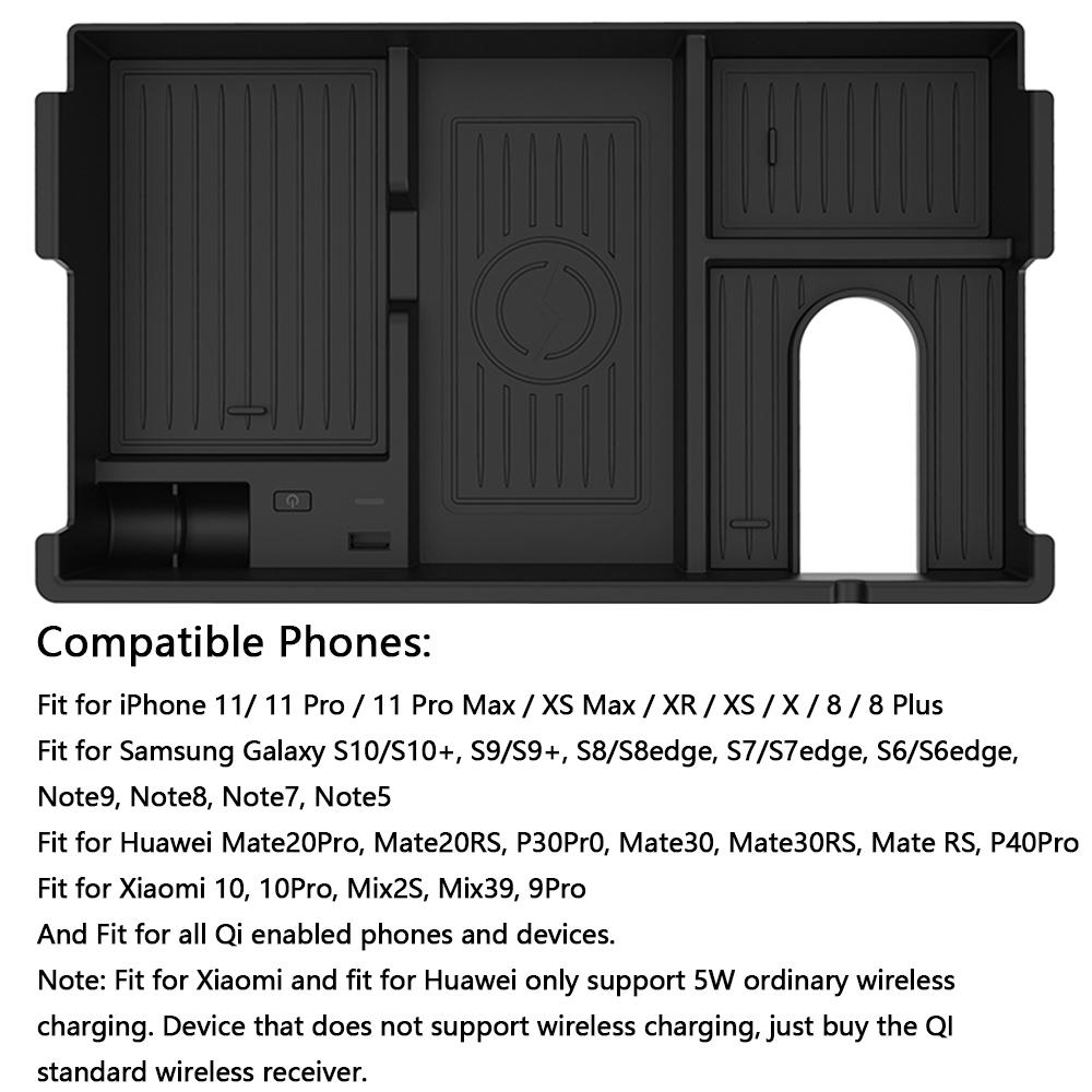 15 Вт QI беспроводная автомобильная центральная консольная зарядная подставка для телефона для Toyota Tundra 2007-2024