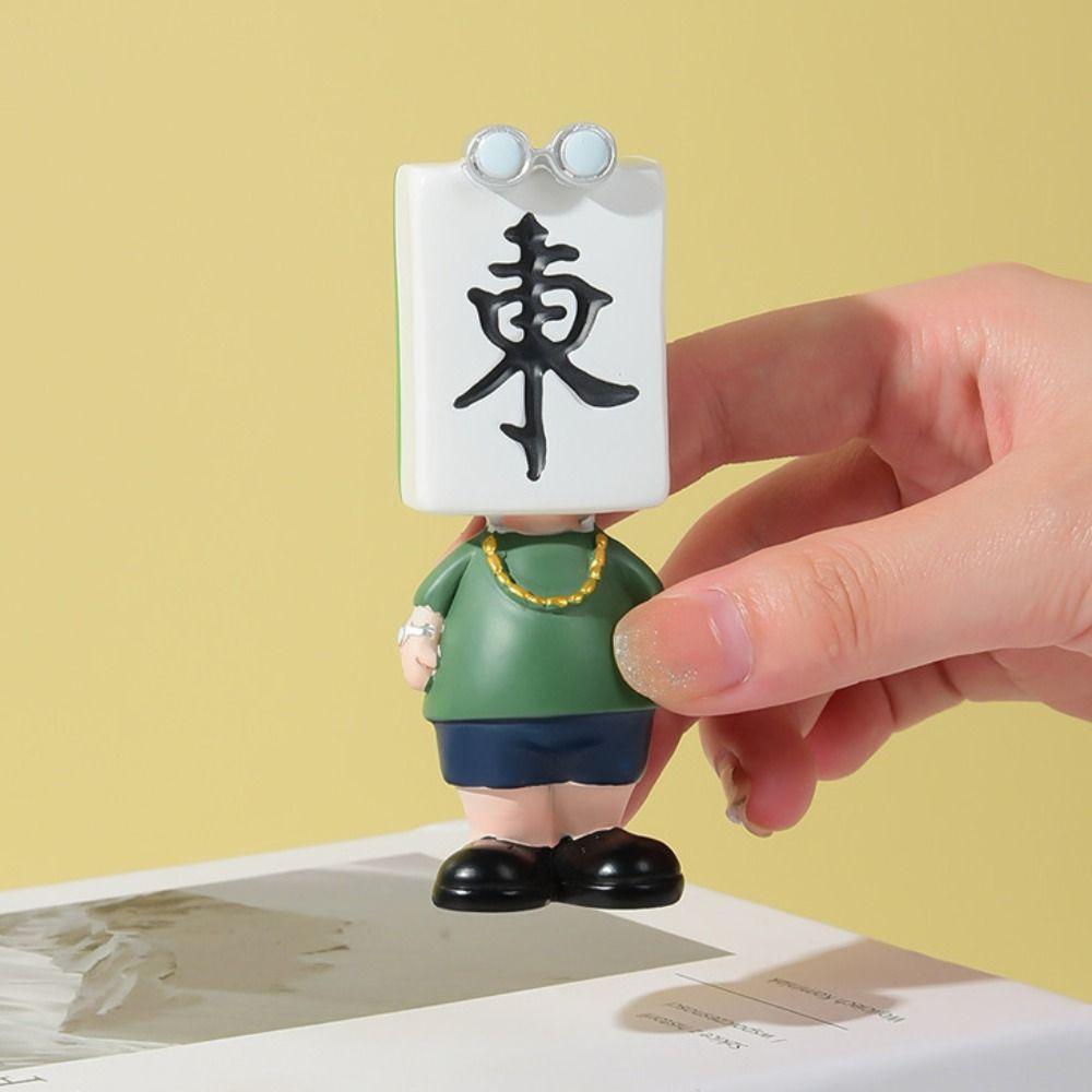 Resin Chinese Mahjong Mini Doll Miniature Mahjong Figure Toys Mahjong Mini Figurine  Desktop Decor
