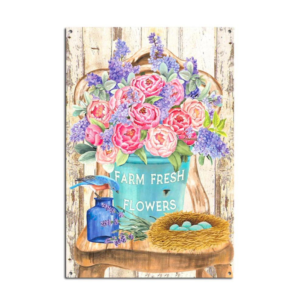 Pastoral Art Plaque Butterfly Wall Decor Garden Metal Plate  Living Room