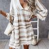 Women's Fashion Summer Spring Geometric Print  3/4 Sleeves V-Neck Loose Waistline Casual Dresses