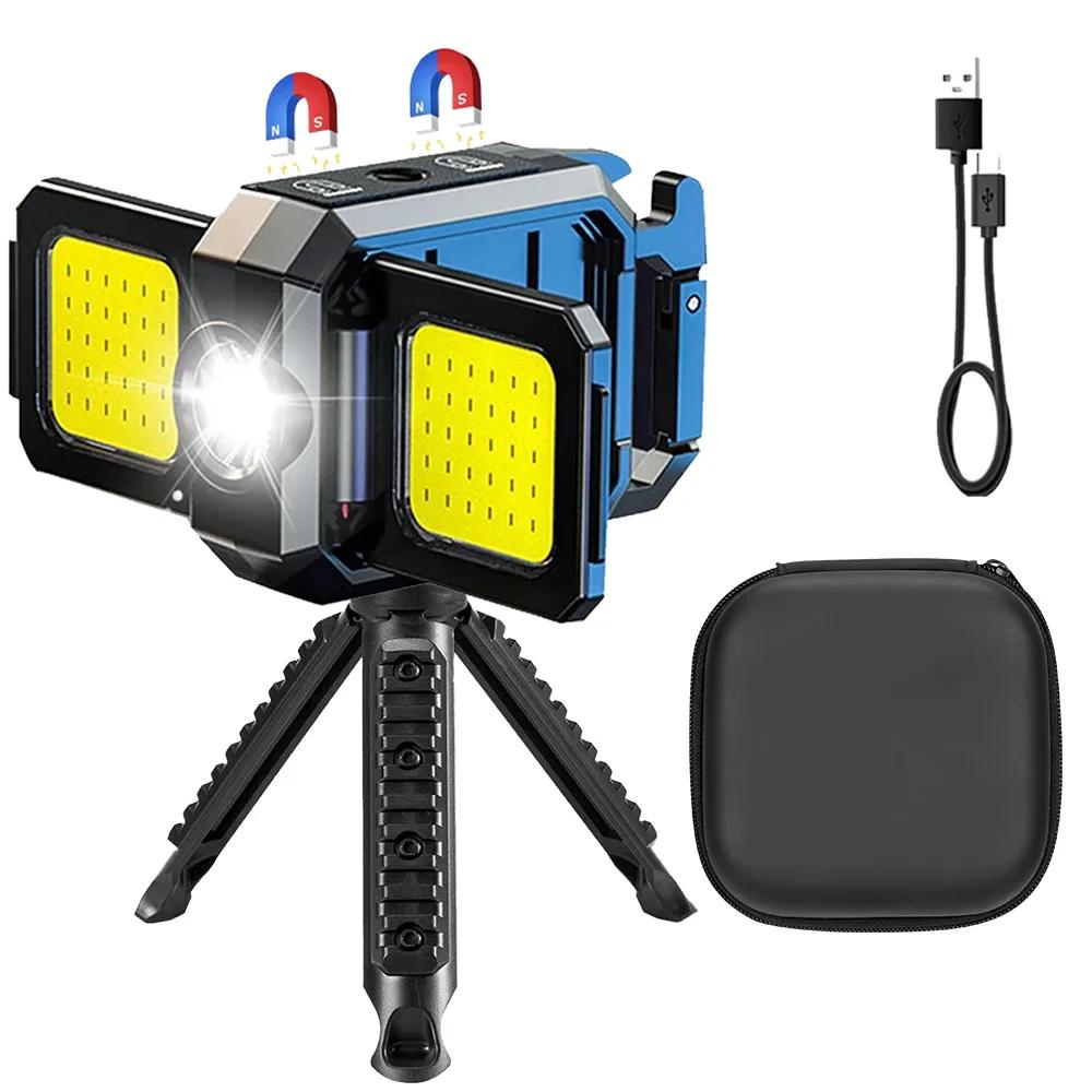 USB Rechargeable LED COB Work Lights Mini LED Handheld Flashlights Waterproof Keychain Emergency Lantern For Outdoor Camping