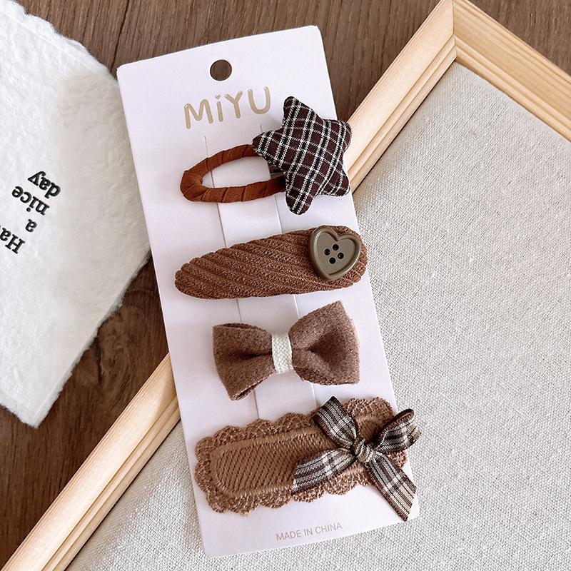4 шт./компл. бежевый кофейный цвет элегантные заколки для волос для маленьких детей милые ретро цветочные банты детские заколки милые аксессуары для волос