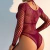 Сексуальное нижнее белье полая сетка дырка прозрачный сетчатый с длинным рукавом сексуальный облегающий купальник-боди бикини