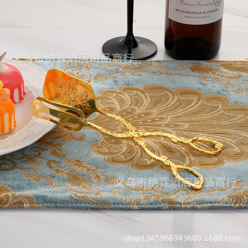 Позолоченный серебряный светильник класса люкс щипцы для еды зажим для салата, фруктов, торта, макарон, десерта, щипцы для барбекю, еда, столовые приборы, зажим для еды