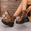 Women Leopard Ankle Chelsea Boots Wedges Platform Shoes 2024 Winter Designer New Walking Shoes Fashion Dress Chaussures Femme