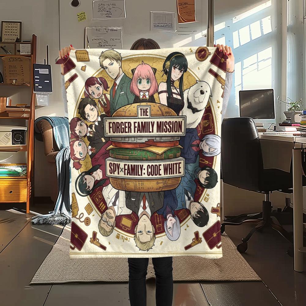 1PC Spy Family Patterned Flannel Blanket Suitable For All Seasons For Home Decor Warmth And Comfort Gifts Holiday Present