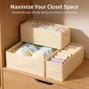 Fabric Drawer Organizer for Underwear Socks Bra Stackable Divided Storage Box with Handle Closet Wardrobe Space Saving