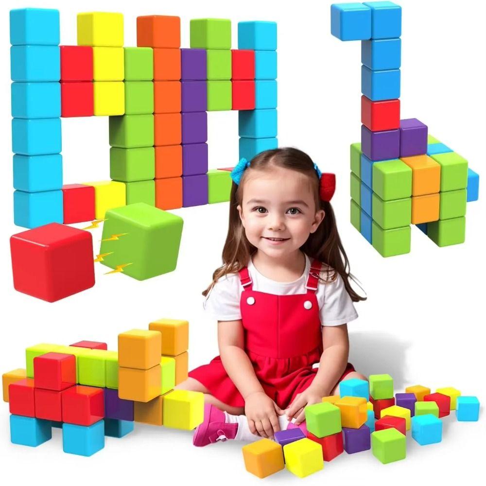 STEM Toy Magnetic Cube Plastic Puzzle Building Blocks Cube Building Toys Magnetic Holiday Gifts