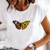 (Asian Size) Tee Top Clothing Flower Butterfly Trend Sweet Fashion Tshirt Casual Short Sleeve Women Print Lady Female Graphic T-shirt