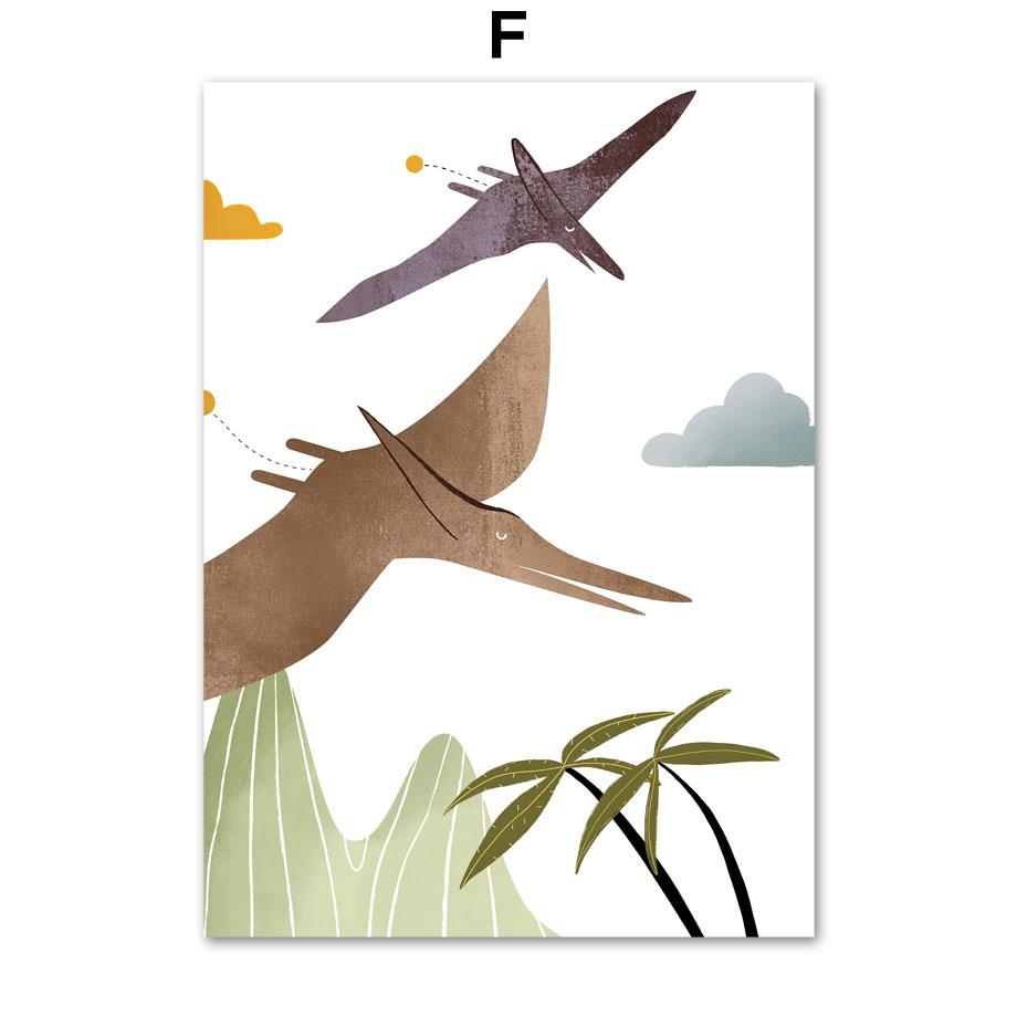 Мультфильм динозавр Юрского периода плакат на скандинавскую тему птеродактиль тираннозавр детская настенная живопись на холсте настенные панно декор детской комнаты