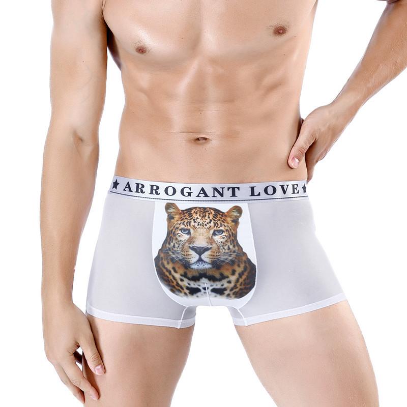 Мужские трусы-боксеры с сетчатым принтом, модные мужские летние трусы с леопардовым принтом, ледяные, дышащие, короткое нижнее белье с четырьмя углами