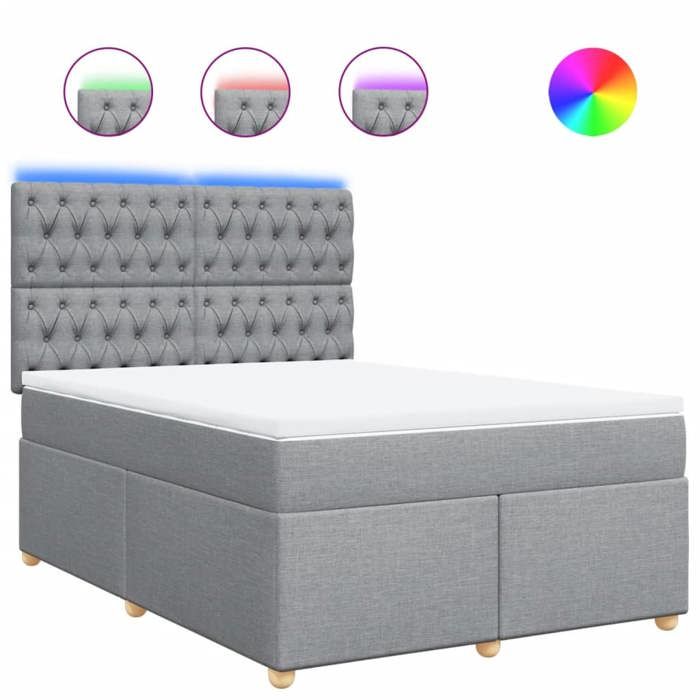 Maison Exclusive - Sommier à lattes de lit avec matelas Gris clair 140x200cm Tissu