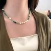 Натуральный необработанный камень Dongling Jade Pearl Ожерелье Женское литературное и антикварное Высококачественное Ключичное Цепочка Аксессуары Зеленая Кристаллическая Цепочка На Шею