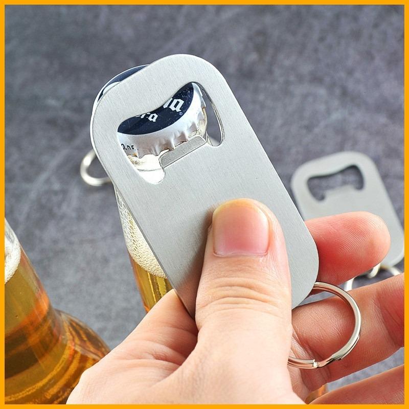 Открывалка для пивных бутылок из нержавеющей стали, портативная подвеска-брелок для ключей, открывалка для напитков с кольцом для ключей, многоцелевая открывалка для бутылок с брелоком