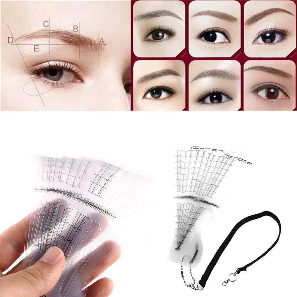12Pcs New Shaper Beauty Eyebrow Template Eye Grooming Brow Stencils Card Makeup Tool