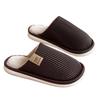 Light Luxury Striped Cotton Slippers Autumn and Winter Indoor Home Velvet Warm Couple Floor Waterproof and Non-slip Slippers