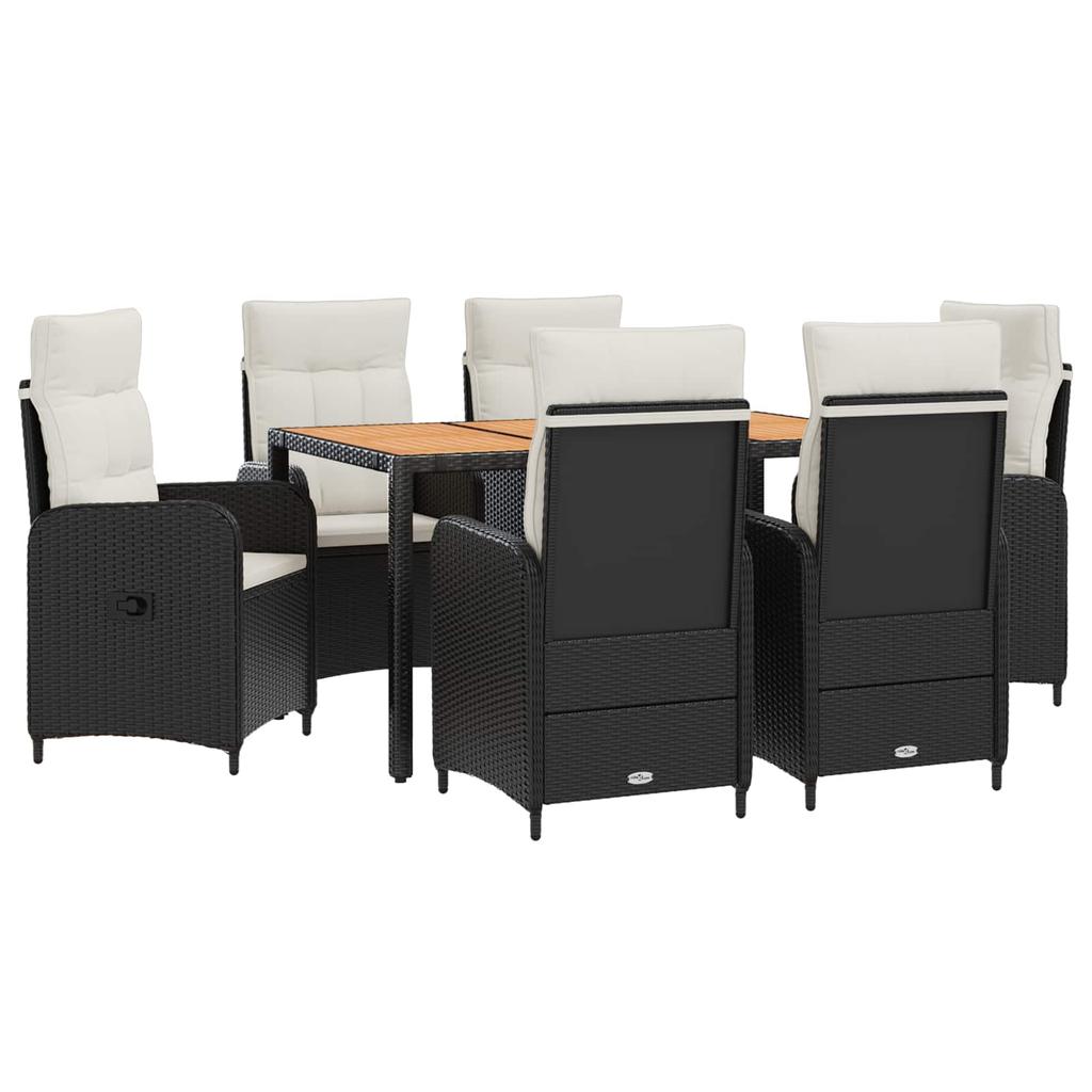 Outdoor Table Set 7 pcs Black and Cream White