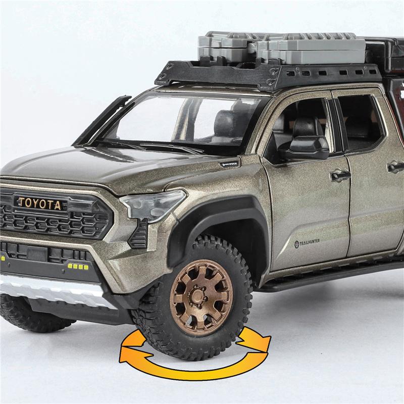 lqbn4 Travel Version 1/24 TOYOTA Tacoma Pickup Alloy Car Model Diecast Metal Off-Road Vehicles Car Model Sound and Light Kids Toy Gift