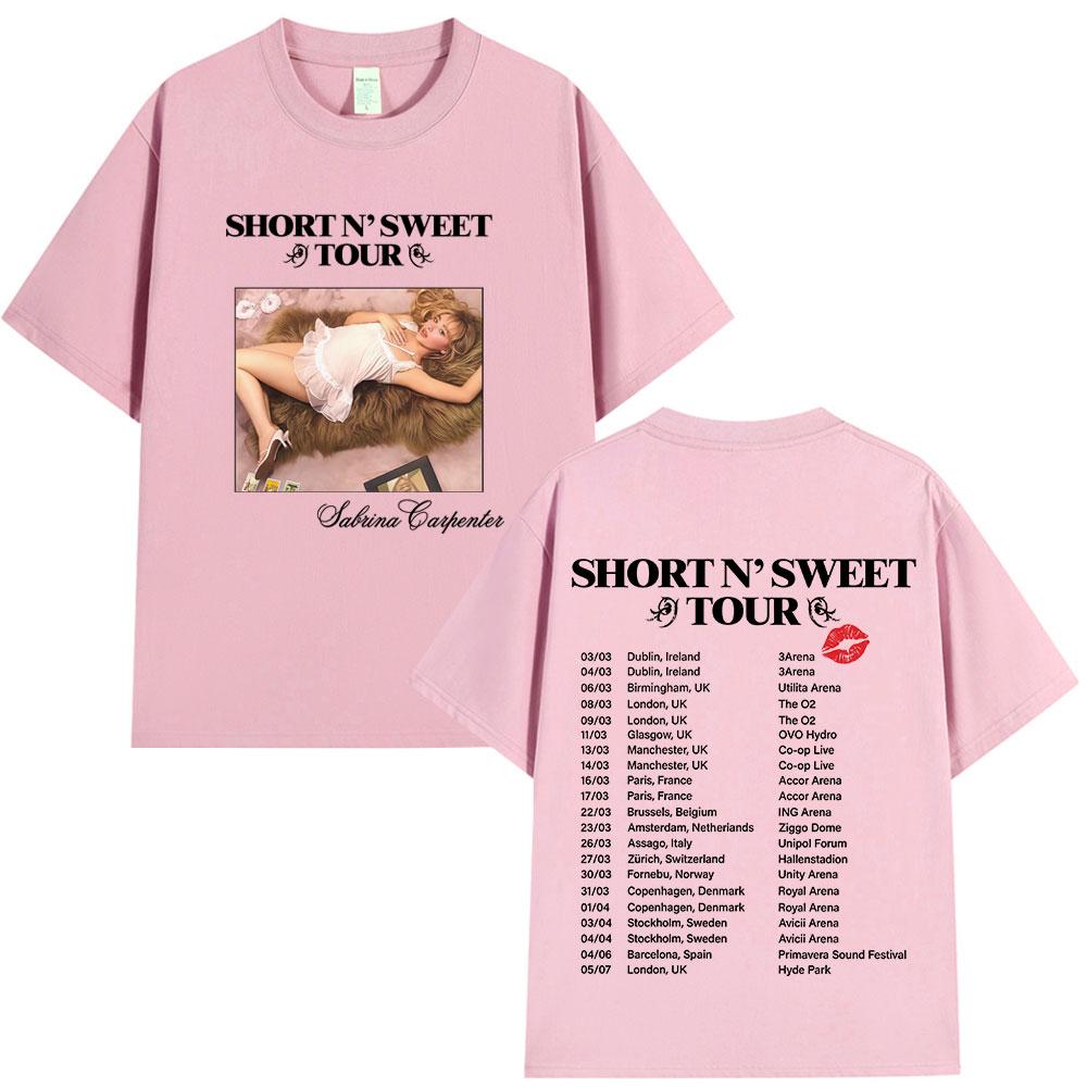 Сабрина Карпентер Short N Sweet Tour 2025 Футболка Подарок для фанатов Унисекс Женская одежда Харадзюку Эстетичные Футболки Хлопковая Свободная Футболка