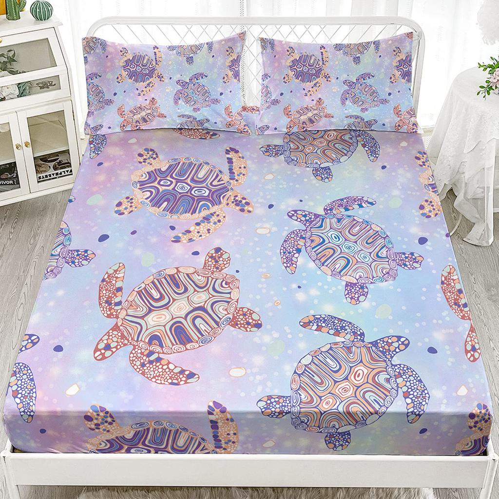 Ocean Turtle Pattern Sheet Three-Piece Digital Printing Bedding Sheet Three-Piece Children Adult