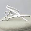Men's Business Suit Shirt Wear Hairdresser Comb Scissors Shape Jewelry Brooch Pin Collar Pin